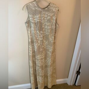 Vintage 1970s gown Gold Lurex Sleeveless gold metallic dot detail - Size Small?